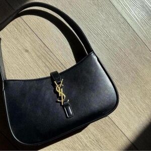 Yves Saint Laurent Black Shoulder Bag with Gold Logo